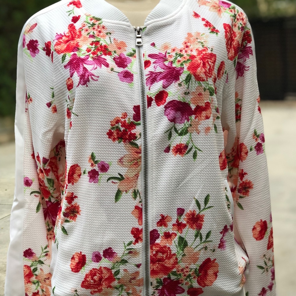 Floral baseball style jacket